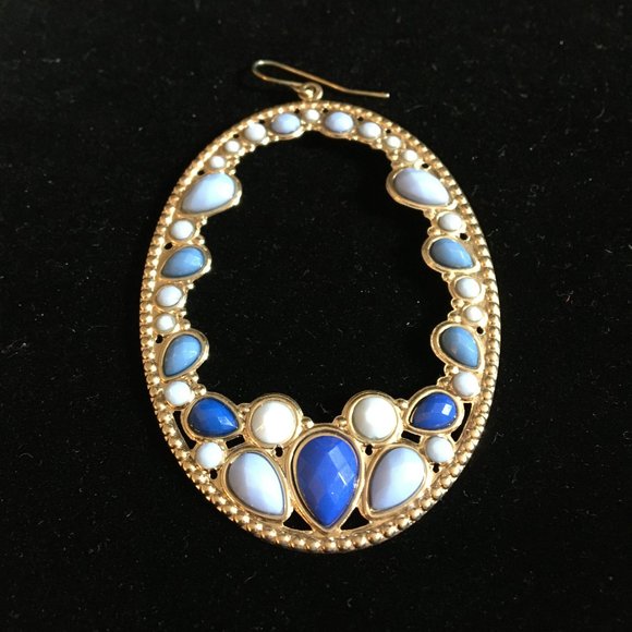 Pierced Earrings Vintage Retro Large Hoops Blues Women's Jewelry Costume   SALE! - Picture 5 of 15